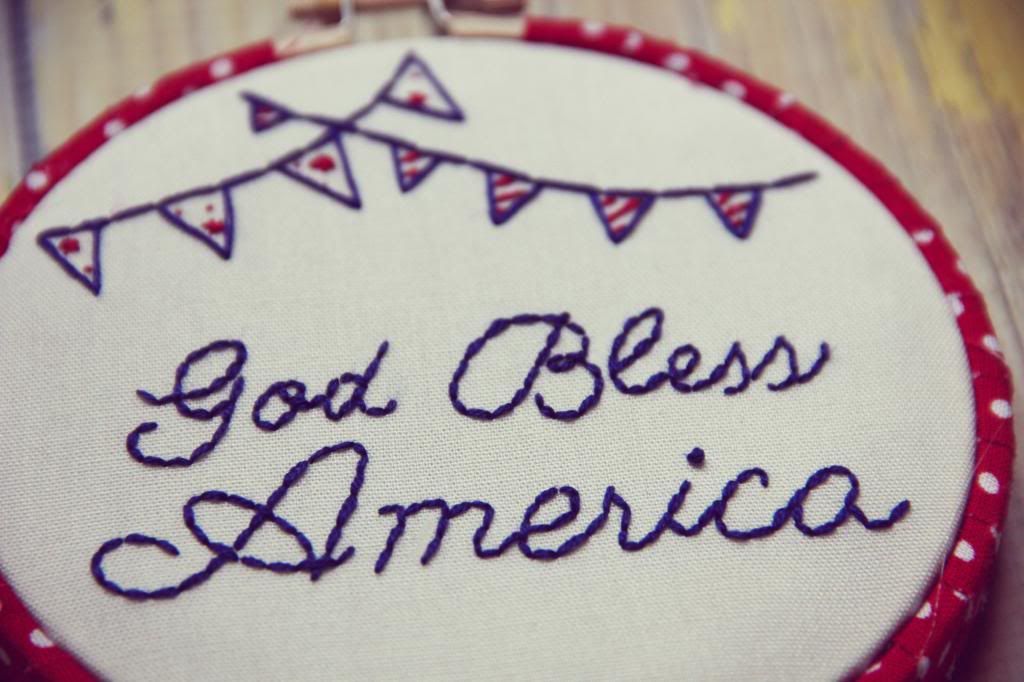 God Bless America Embroidery Hoop // Ten Feet Off Beale