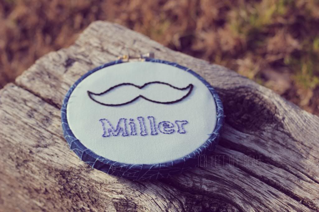 Ten Feet Off Beale Custom Mustache Embroidery Hoop