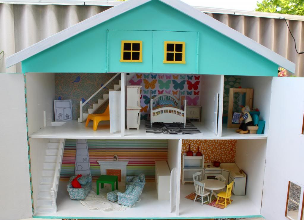 cool dolls house, redecorated dolls house, Ikea dolls furniture