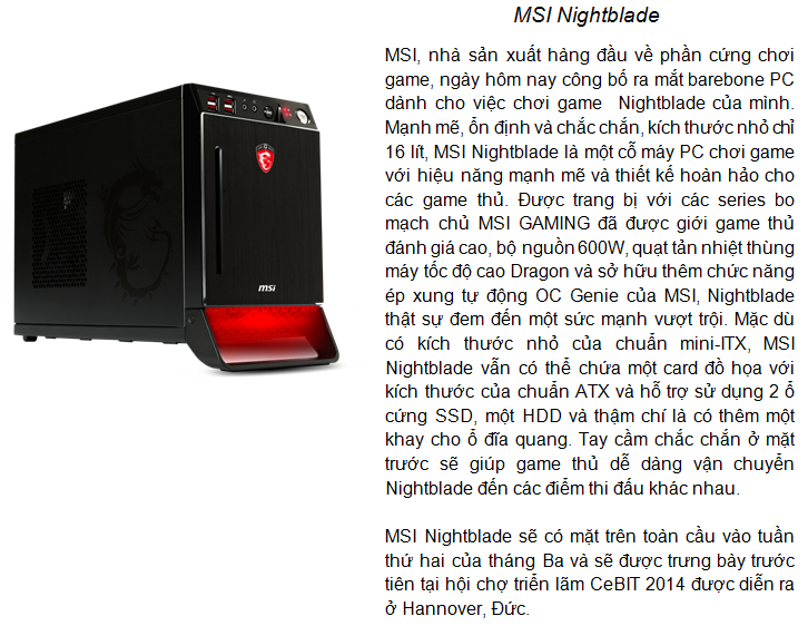 MSI ra mắt barebone PC hỗ trợ ép xung dành cho Game thủ