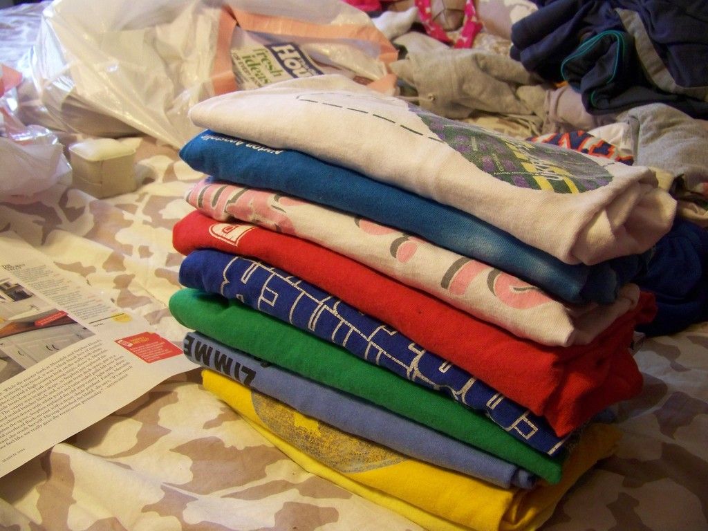 a stack of folded clothes