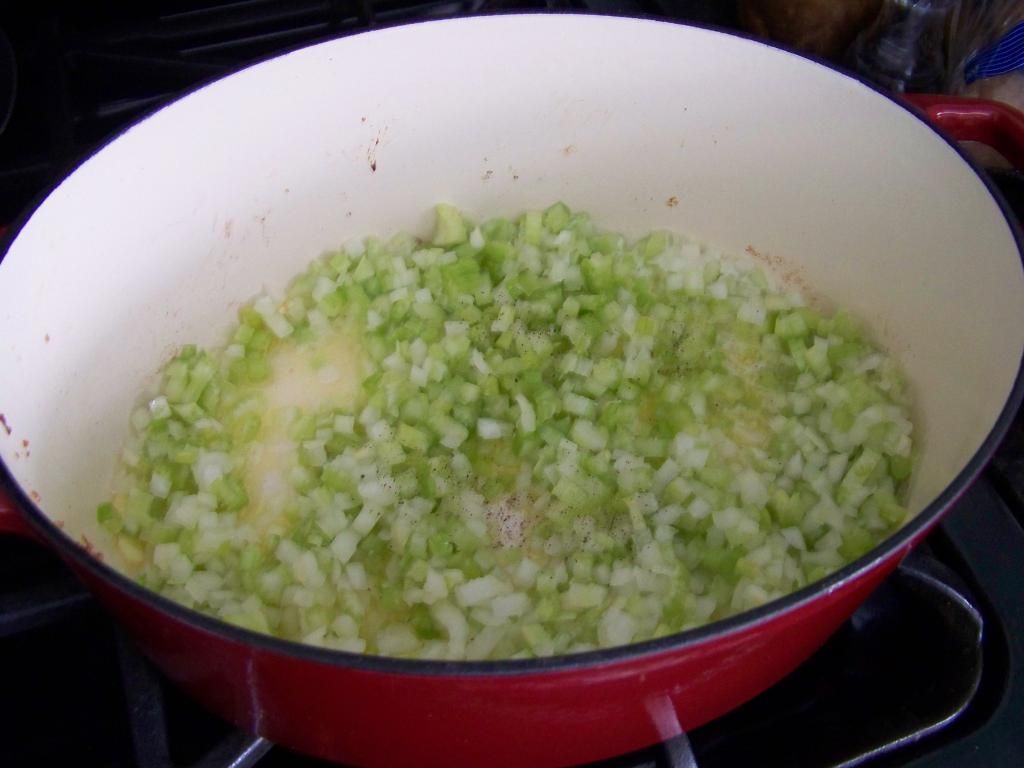 celery and onions cooking down