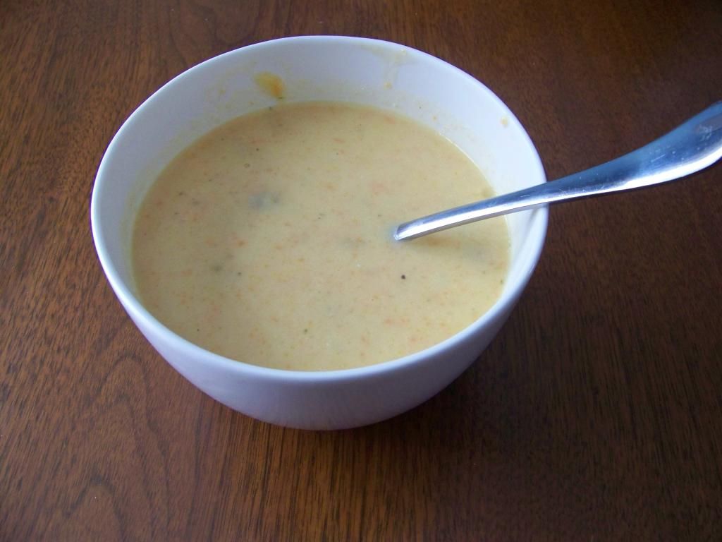 a bowl of the soup on the table