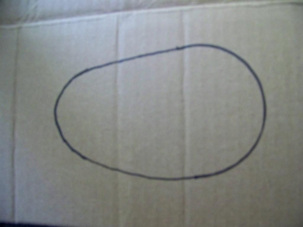 the egg shape drawn on cardboard