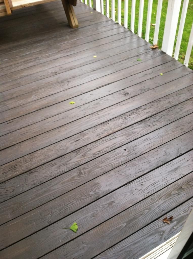 the deck after being sanded and stained