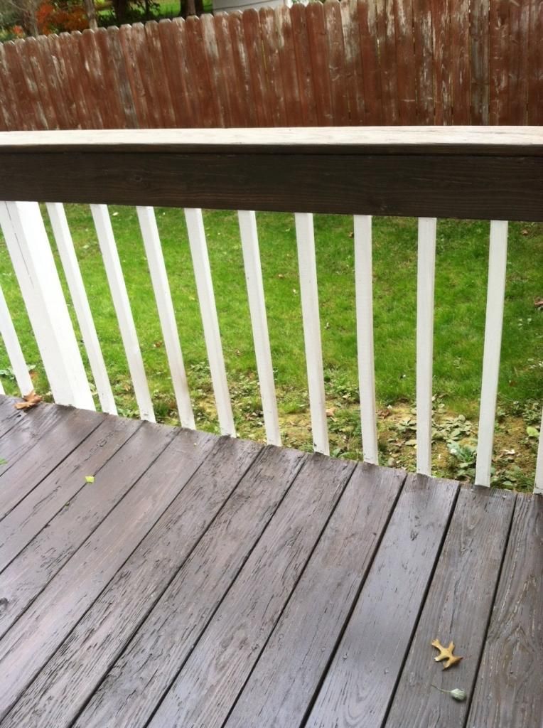 the railing after staining and painting