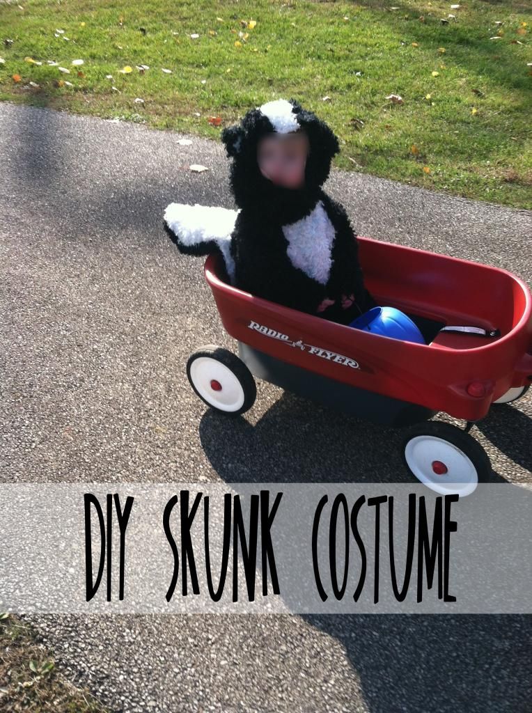 DIY skunk costume on a toddler