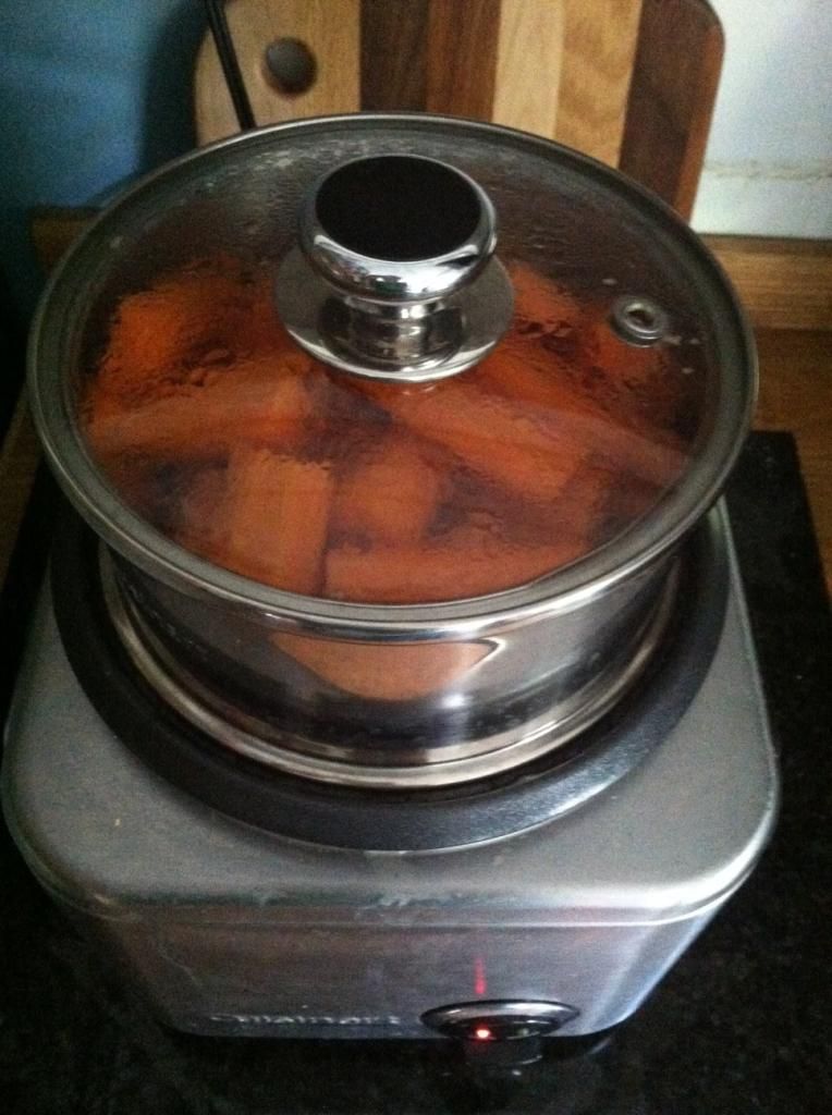 steaming the carrots