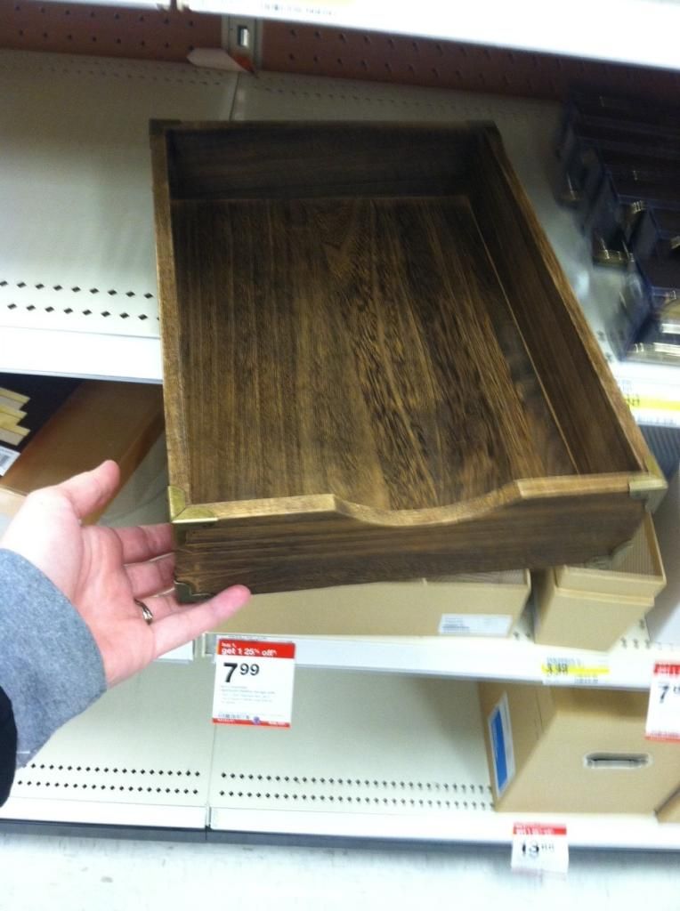 wooden inbox tray
