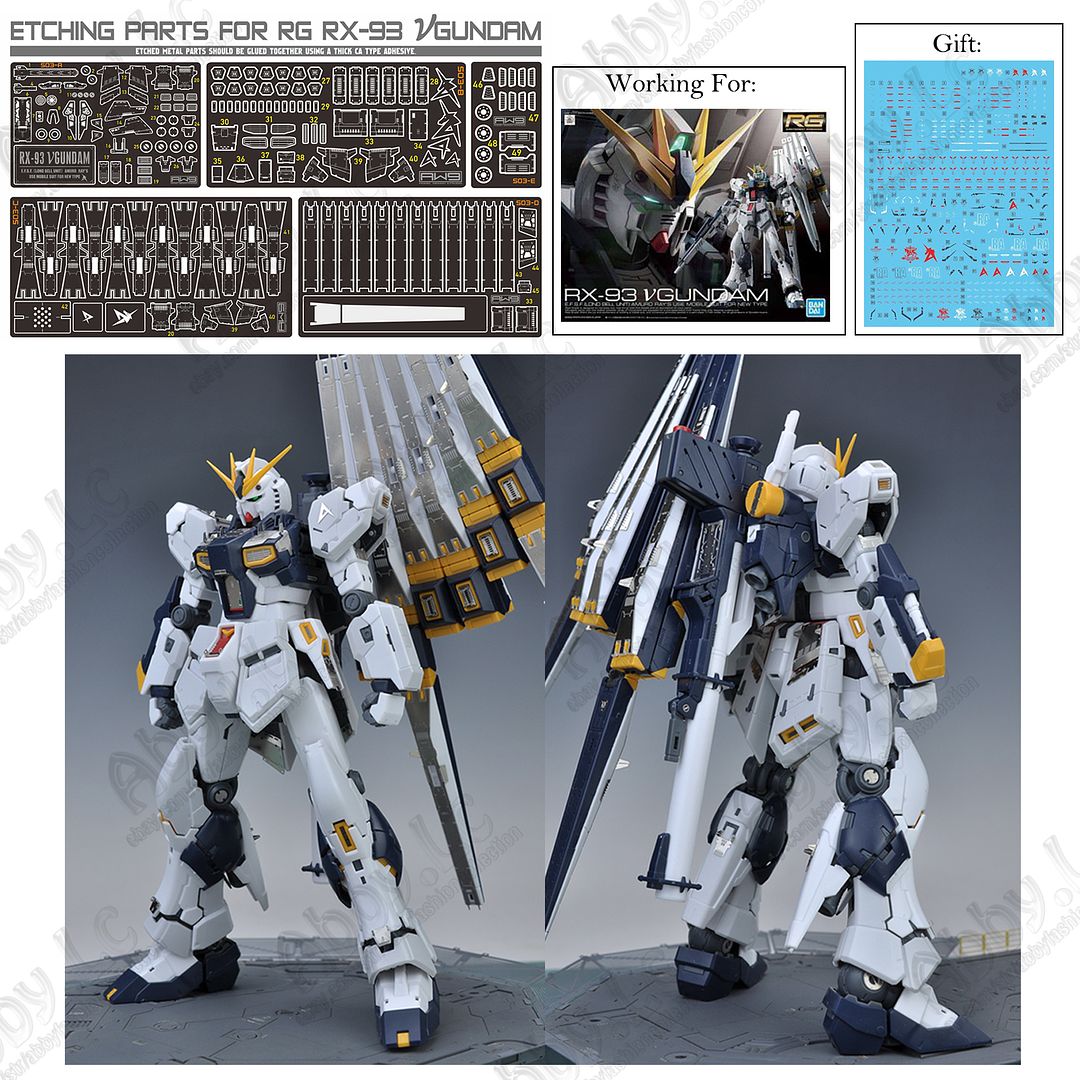 For Rg 1 144 Rx 93 Nu Gundam Aw9 Metal Detail Parts Photo Etch Set S03 W Decal Ebay