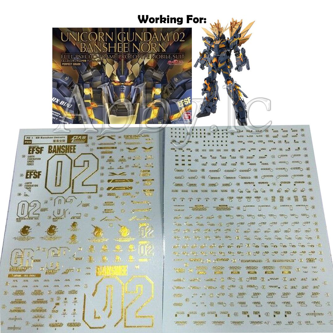 Gold Coating Water Decal For Bandai Pg 1 60 Rx 0 Unicorn Gundam 02 Banshee Norn Ebay