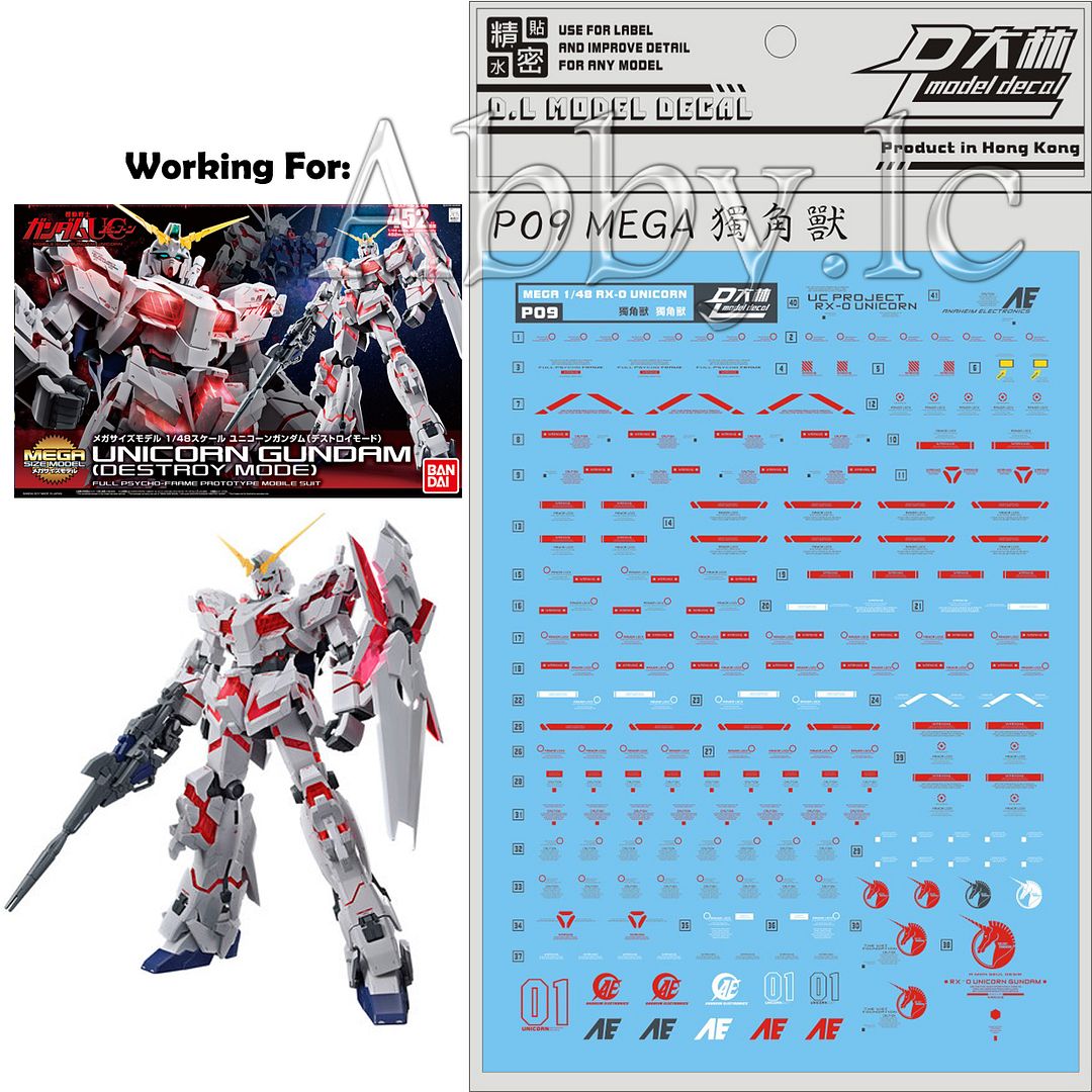 Dl Water Decal Stickers For Bandai Mega Size 1 48 Rx 0 Unicorn 01 Gundam Model Ebay