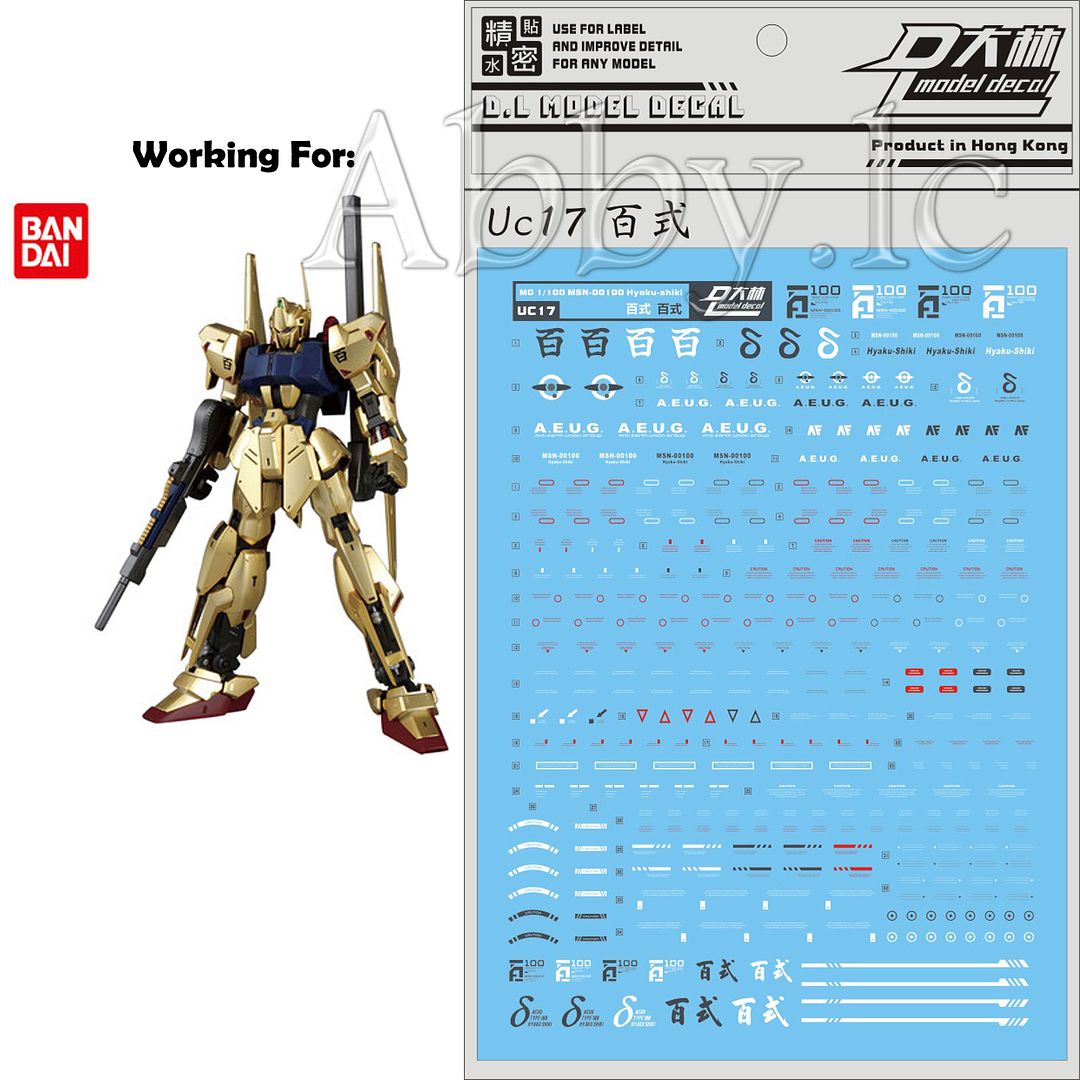 1//100 MG Unicorn ver.TV Gundam Model Kit Water Decal